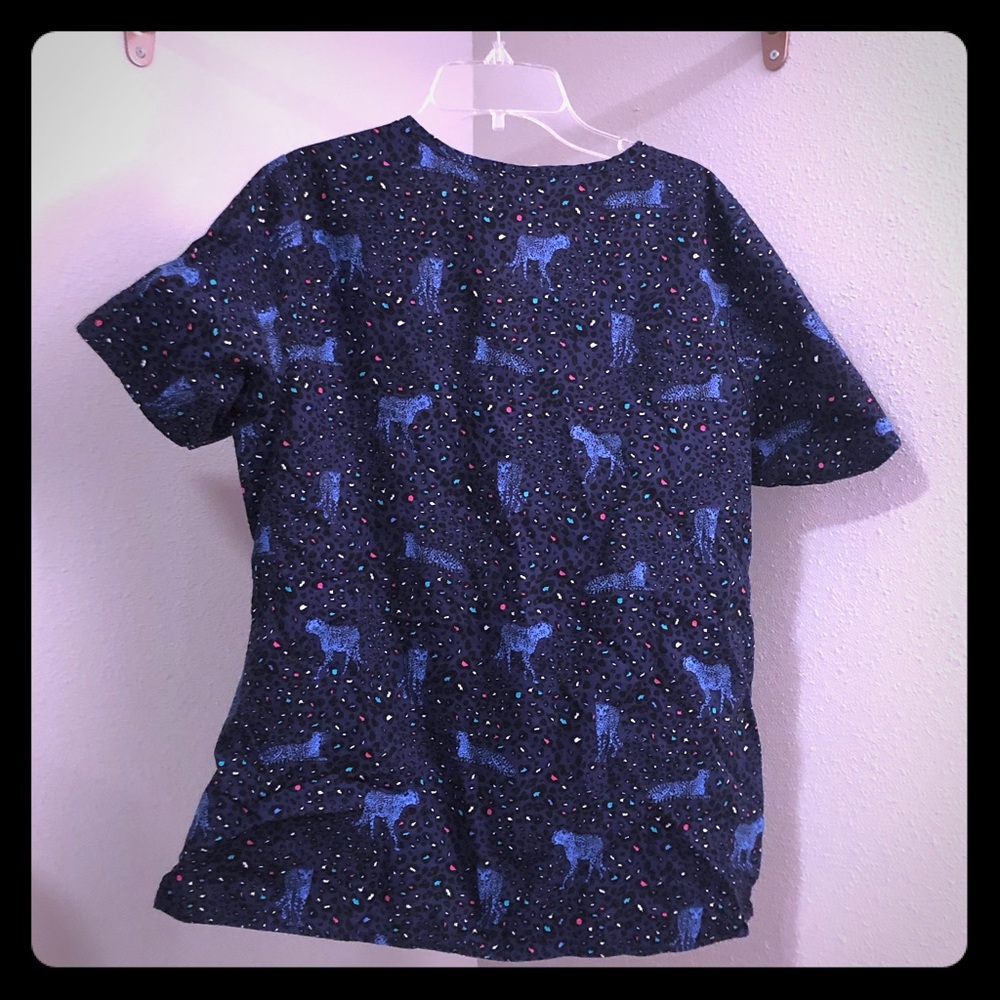 Dickies Leopard Cheetah print Scrubs blue medium
